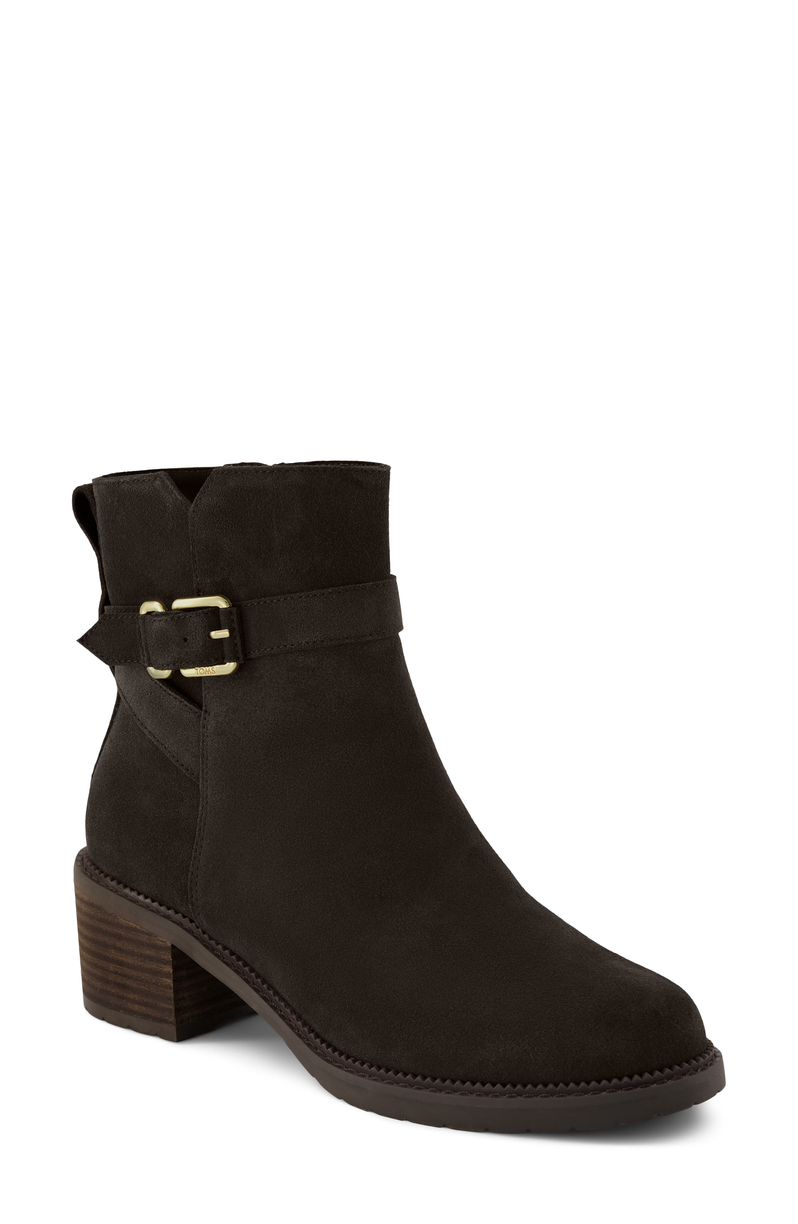 Hailey Buckle Bootie, Main, color, DARK BROWN