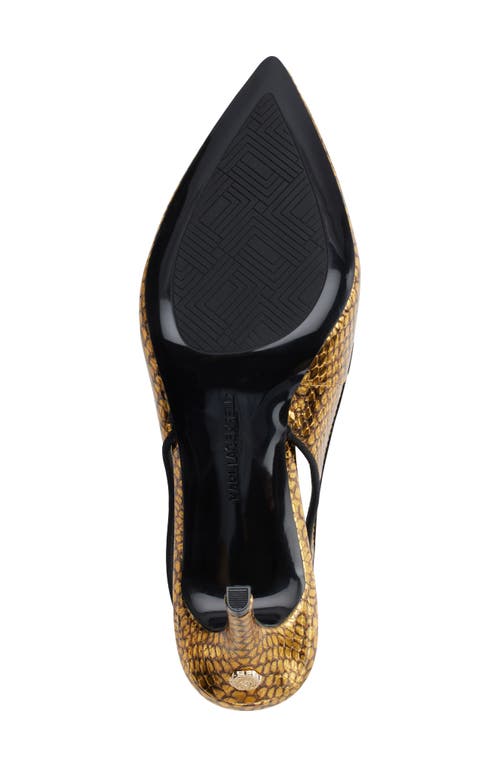 Shop Karl Lagerfeld Paris Rosalyn Slingback Pointed Toe Pump In Gold/black