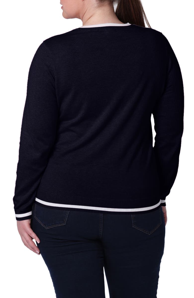 MINNIE ROSE Cotton & Cashmere Sweater, Alternate, color, Navy/ White