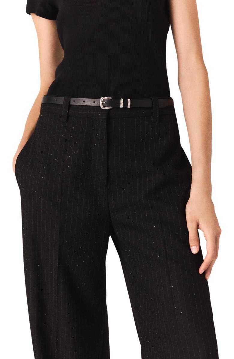 maje Rhinestone suit trousers, Alternate, color, Black