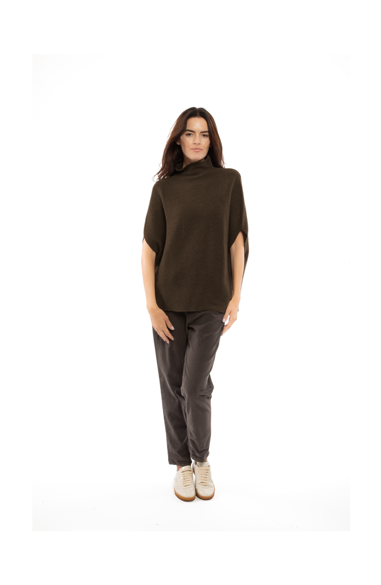 Monticelli Cashmere Pure Cashmere Funnel Neck Poncho, Alternate, color, Coffee