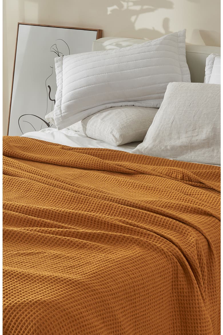 Cotton Waffle Weave Blanket, Alternate, color, BRONZE