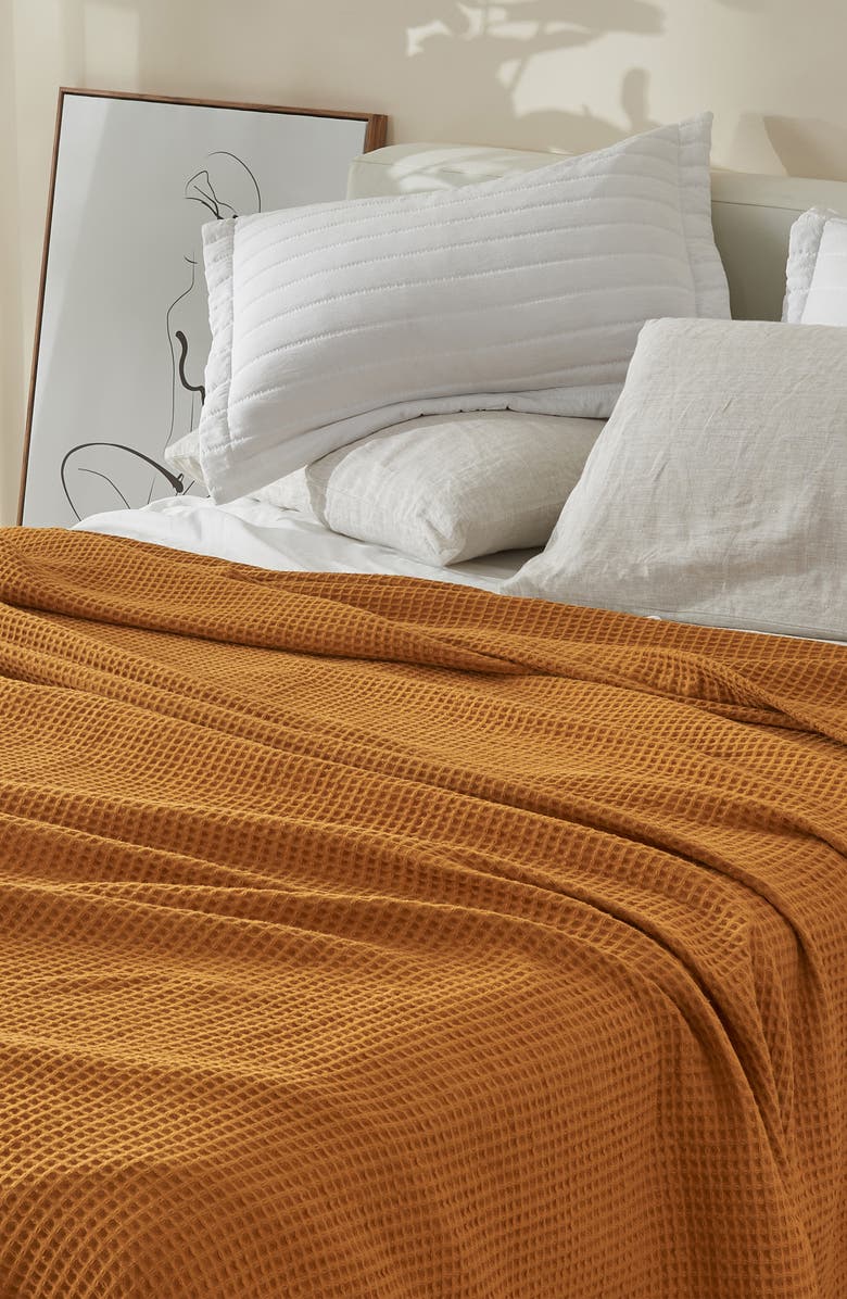 Patina Vie Maison Cotton Waffle Weave Blanket, Alternate, color, Bronze