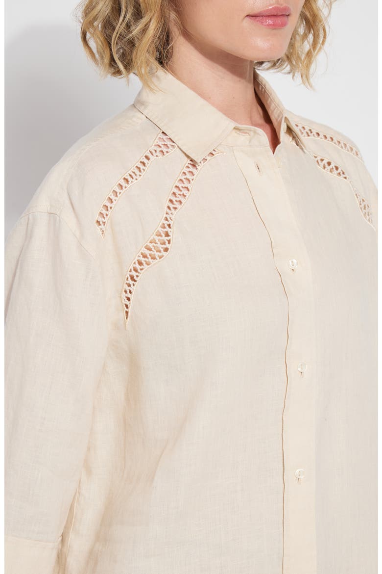Roxanna Embroidered Linen Button-Up Shirt, Alternate, color, SAILCLOTH