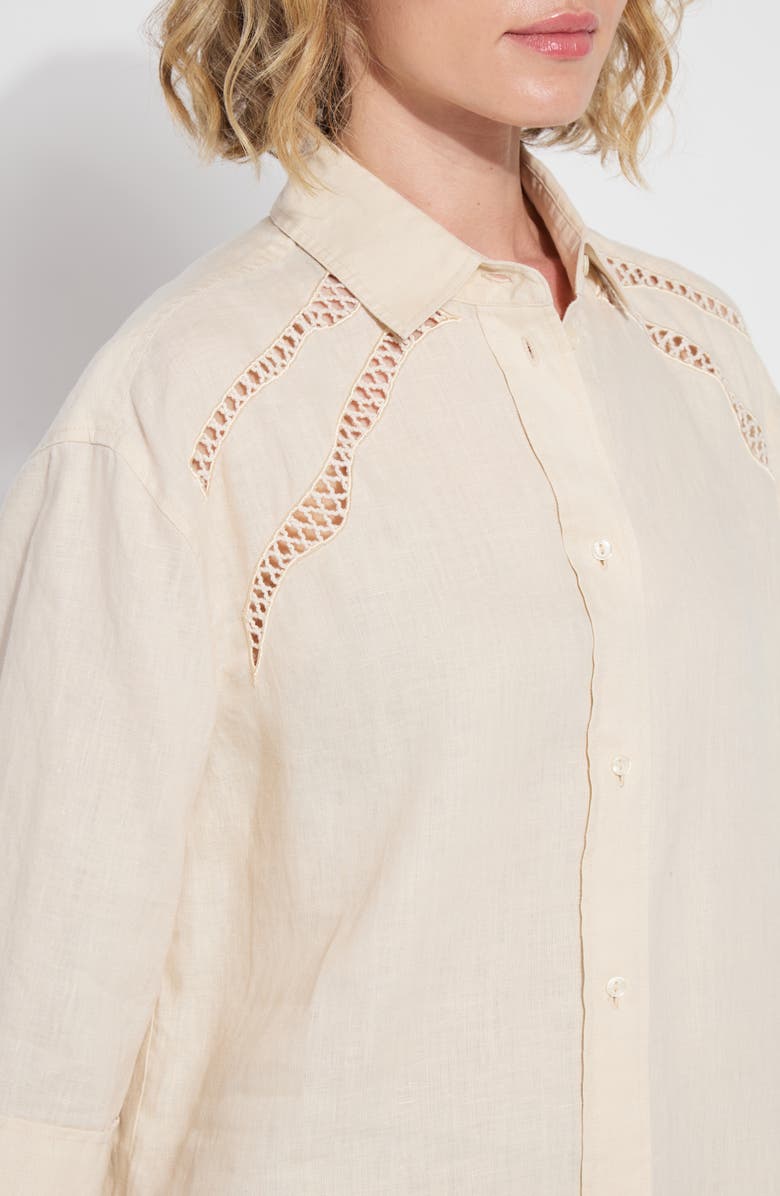 Lysse Roxanna Embroidered Linen Button-Up Shirt, Alternate, color, Sailcloth