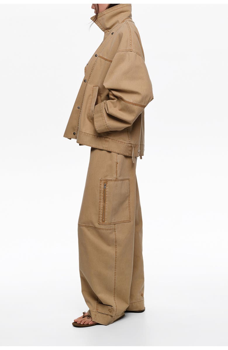 Bimba y Lola Cotton Adjustable Barrel Trousers, Alternate, color, Camel