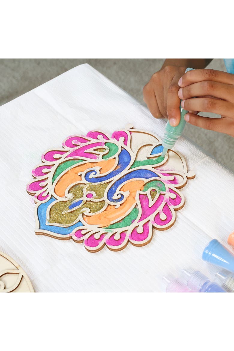 Make Your Own Wooden Rangoli, 2 in 1 Sand & Paint Art Kit, Alternate, color, Multicolored