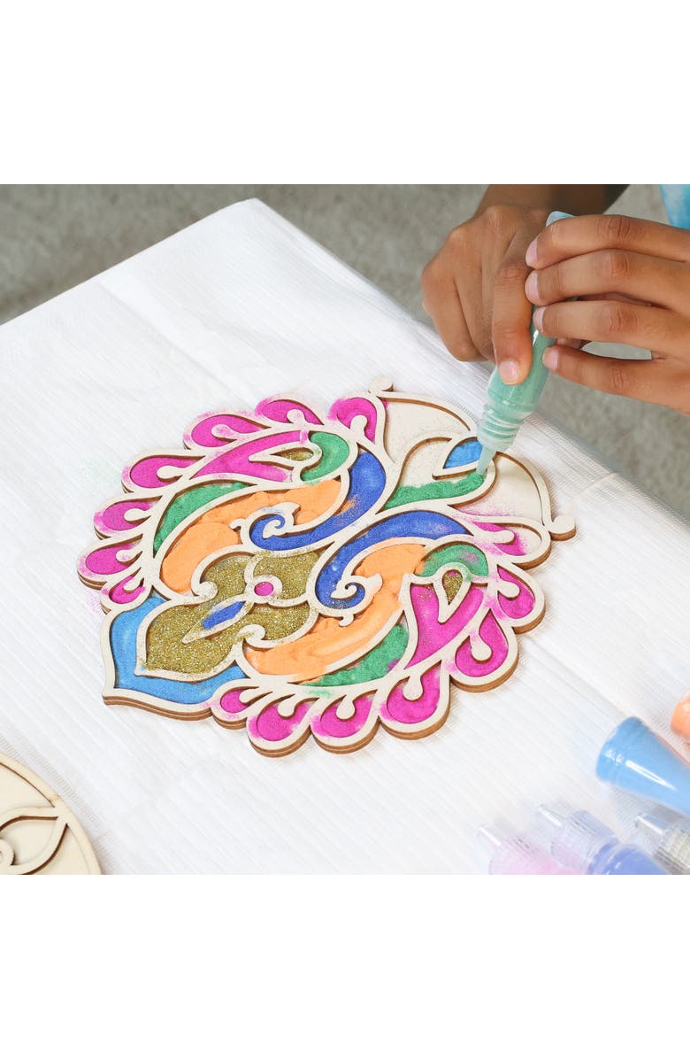 KULTURE KHAZANA Make Your Own Wooden Rangoli, 2 in 1 Sand & Paint Art Kit, Alternate, color, Multicolored