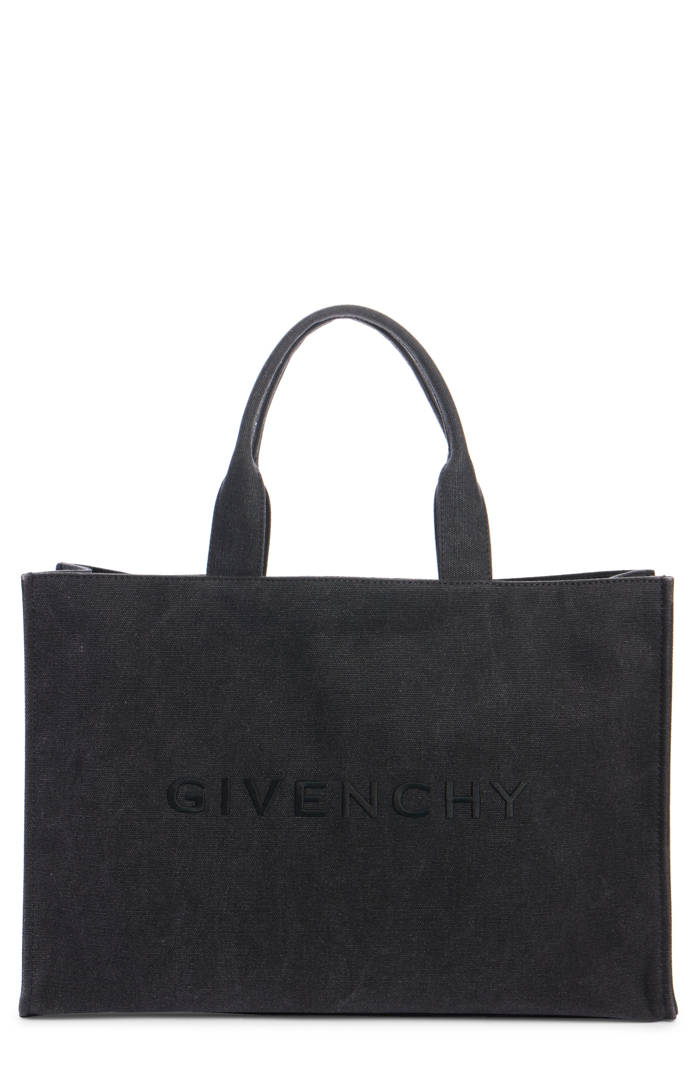 Givenchy Logo Embroidered Canvas Tote, Main, color, 