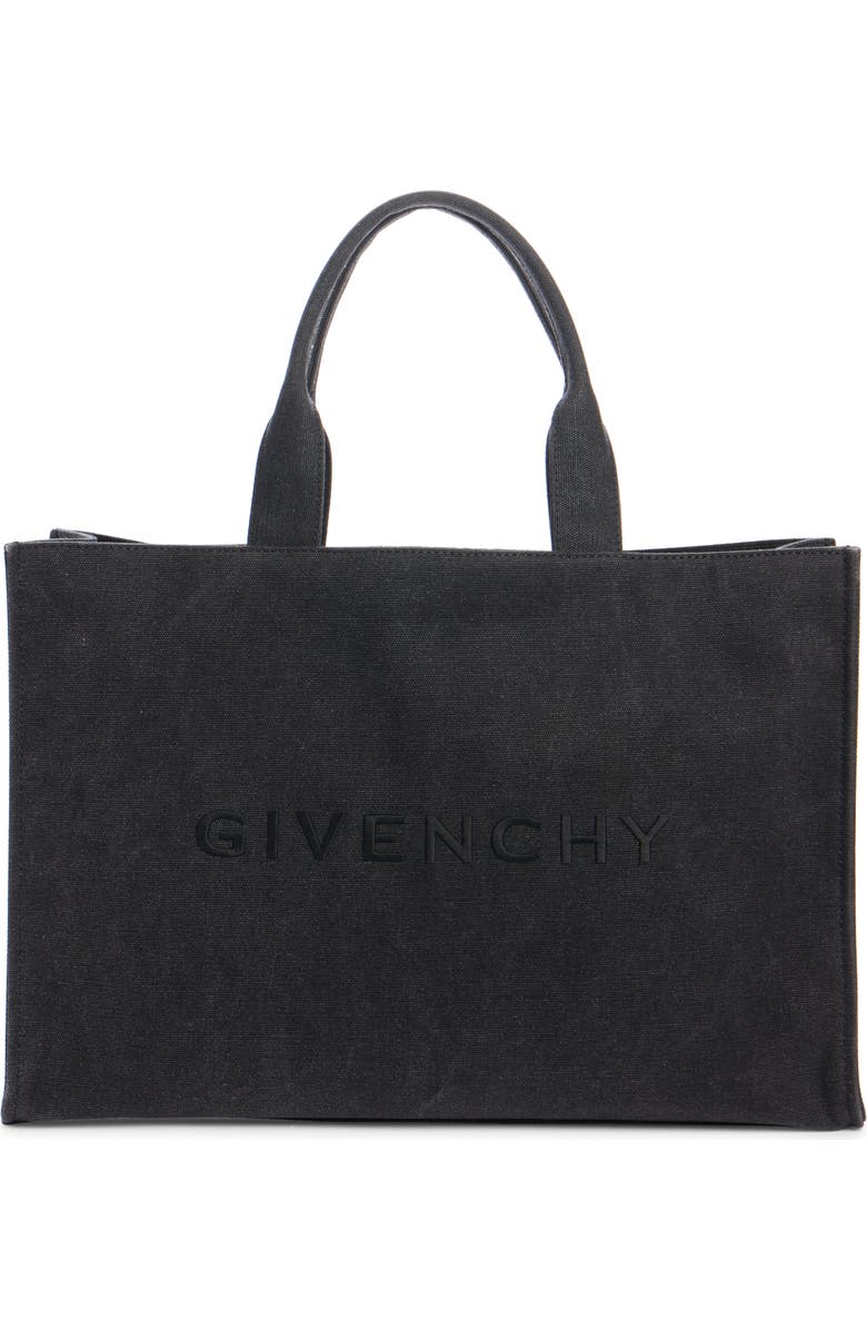 Givenchy Logo Embroidered Canvas Tote, Main, color, Black