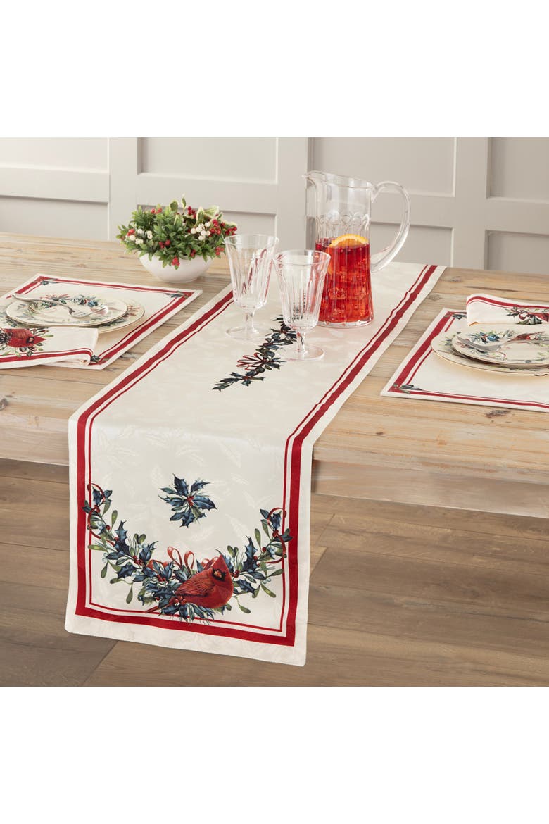 Holiday Winter Greetings Reversible Table Runner, Multicolor - 14" W X 70" L, Alternate, color, Multicolor