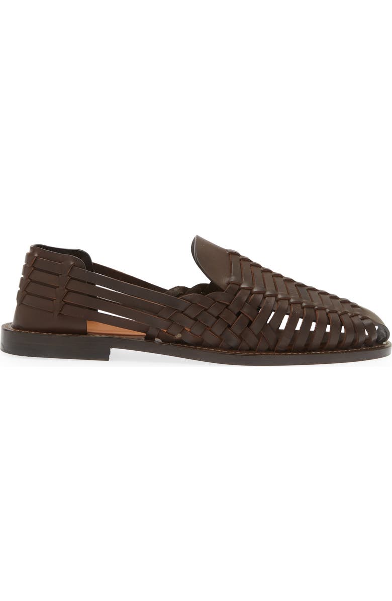 Brunello Cucinelli Woven Leather Sandal, Alternate, color, C8894 Dark Brown