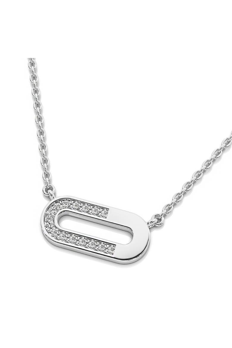 Diamond Paper Pendant 14k Gold 18" Necklace Lab Grown 1/2" Wide, Alternate, color, 14k White Gold