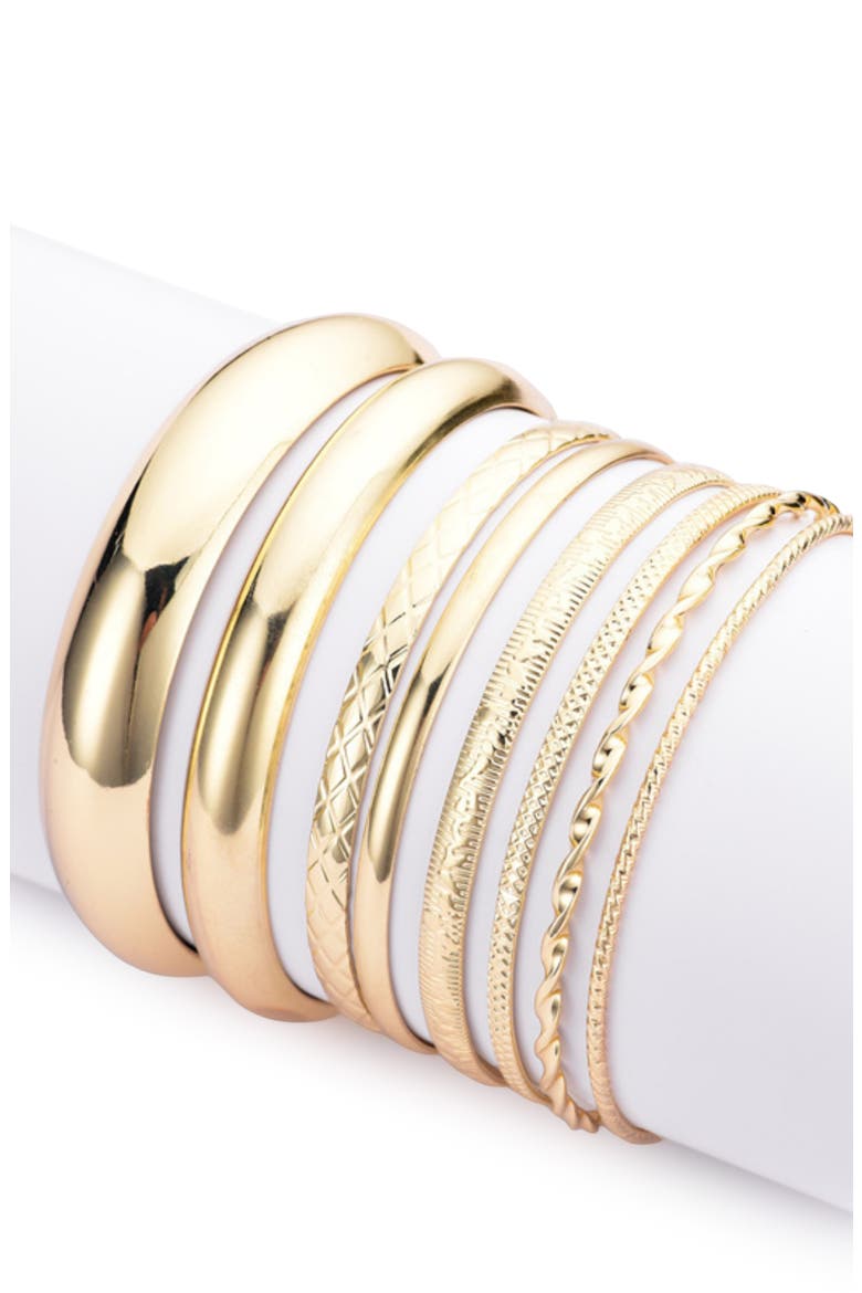 Set of 8 Assorted Bangle Bracelets, Main, color, GOLD