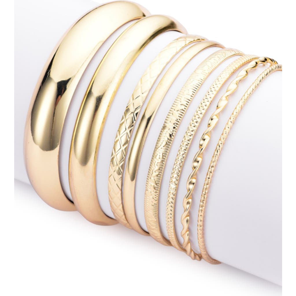 Adornia Set Of 7 Assorted Bangle Bracelets In Gold