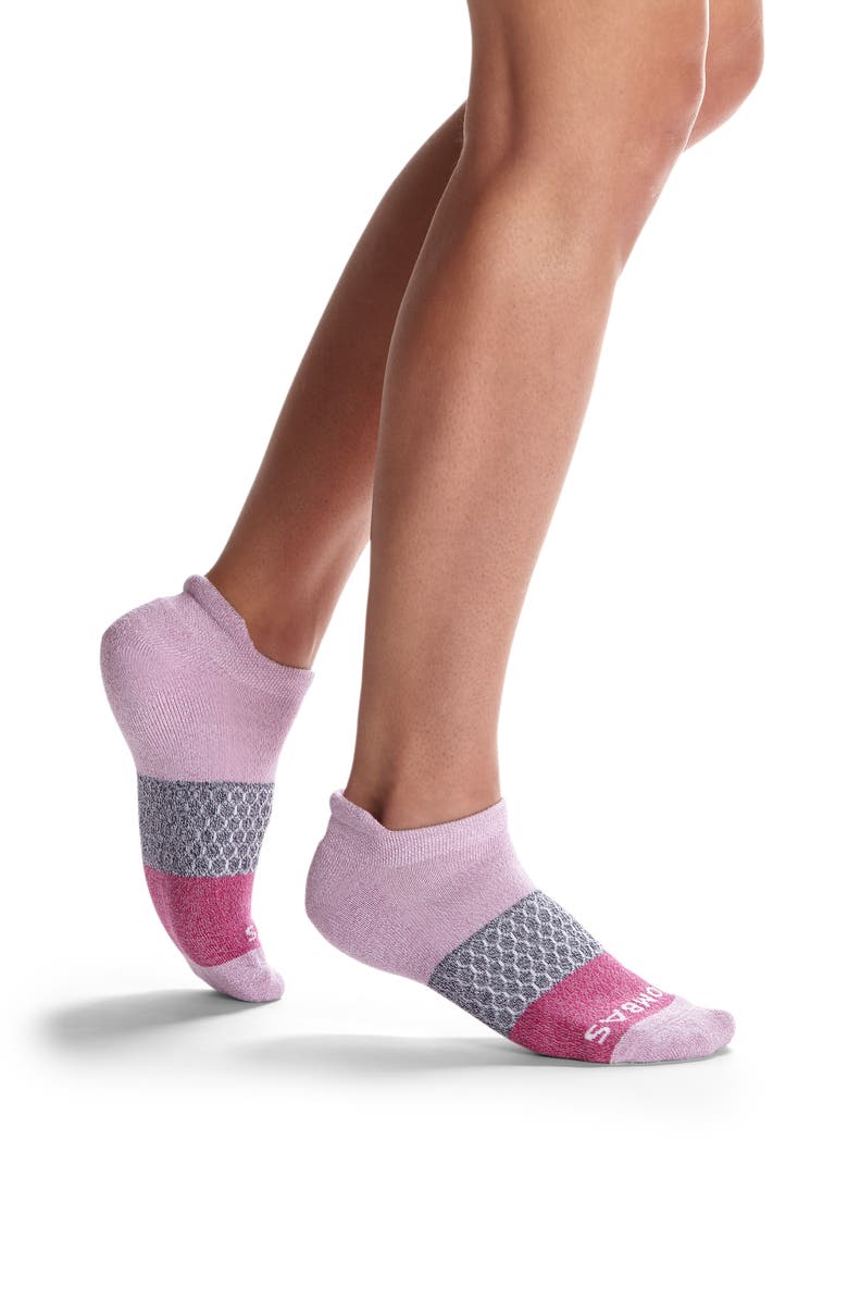Bombas Triblock Marl Ankle Socks, Alternate, color, Mauve/ Ink/ Berry