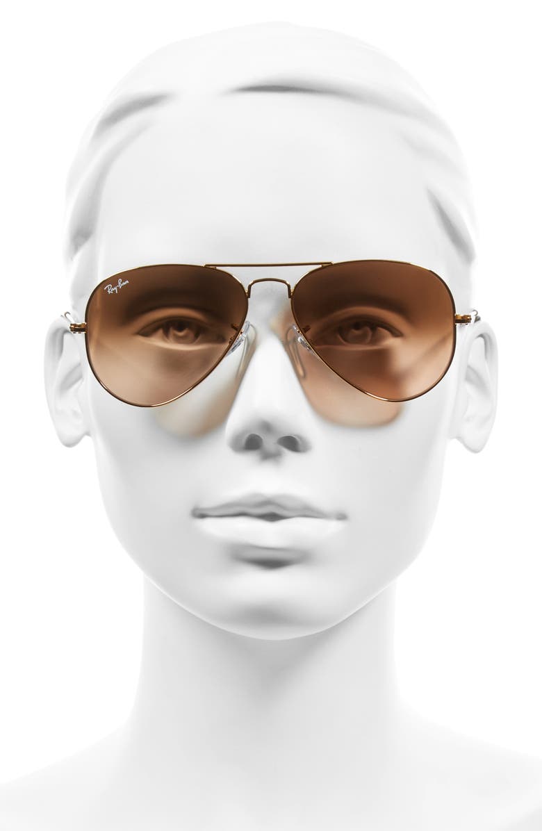 Ray-Ban Small Original 55mm Aviator Sunglasses, Alternate, color, Pink/ Brown