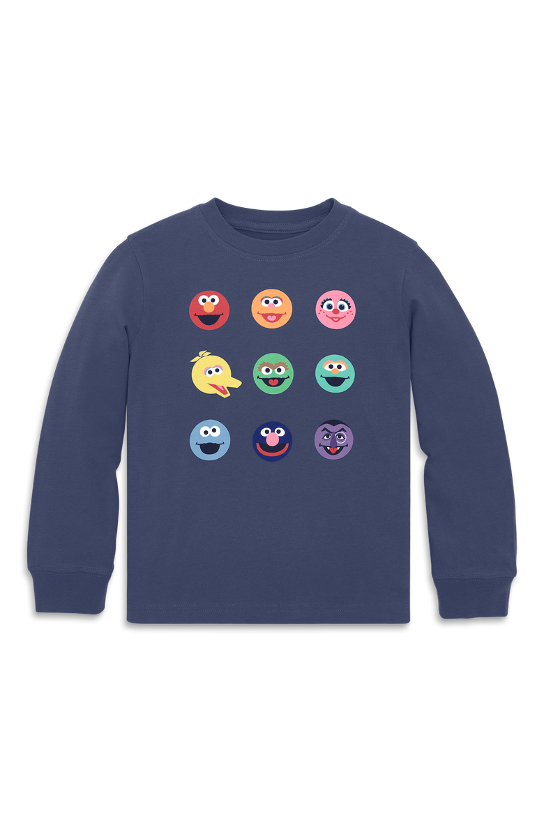 Kids Sesame Street Friends Grid Tee, Main, color, Sunwashed Navy Friends Grid