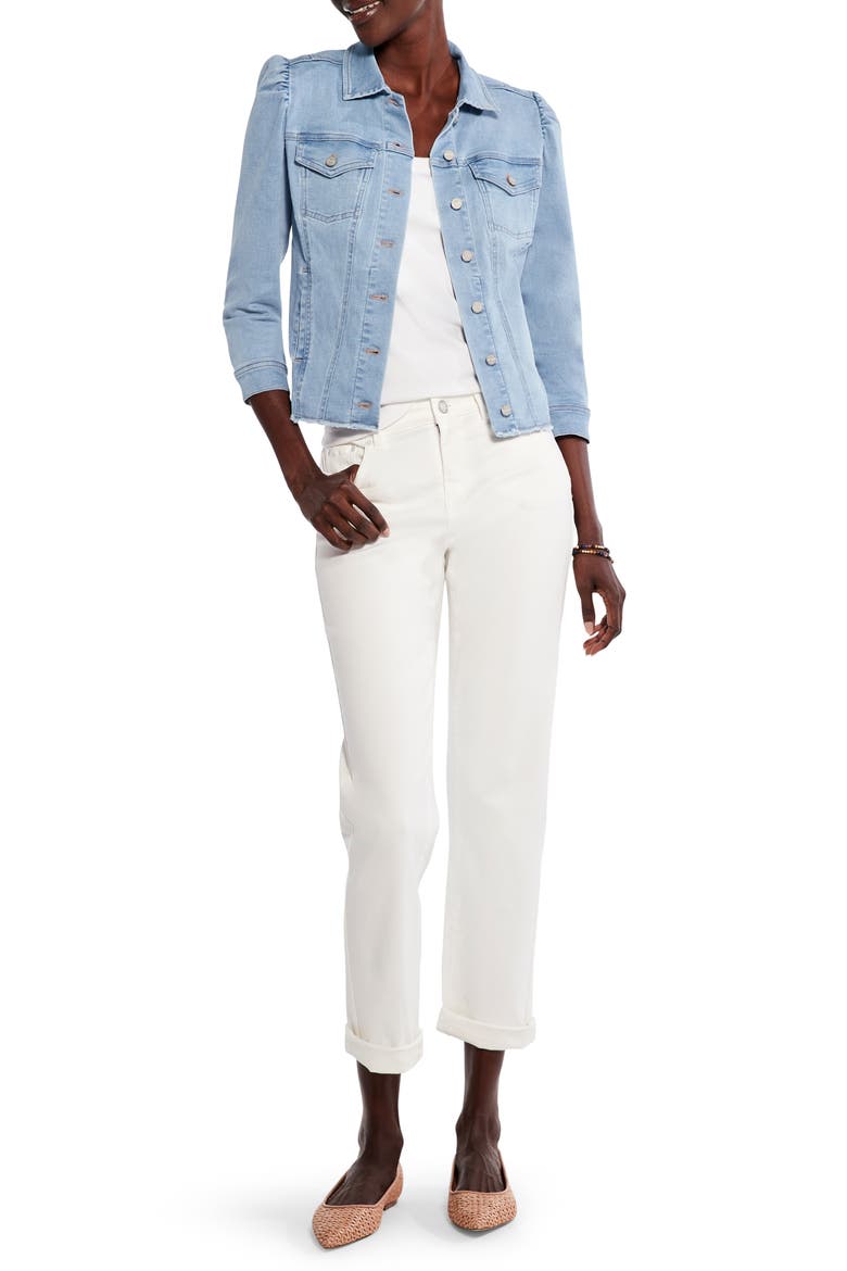 Femme Sleeve Crop Denim Jacket, Alternate, color, BREEZE