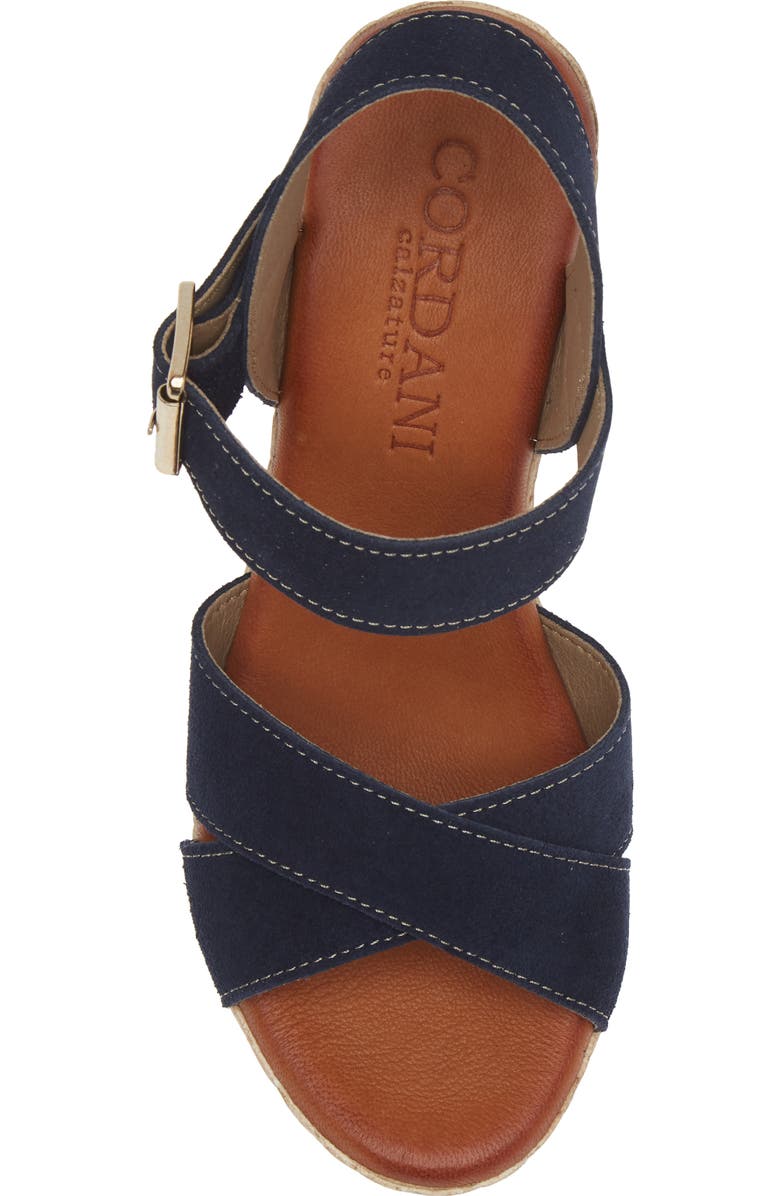 Cordani Brittany Ankle Strap Espadrille Platform Wedge Sandal, Alternate, color, Crosta Navy
