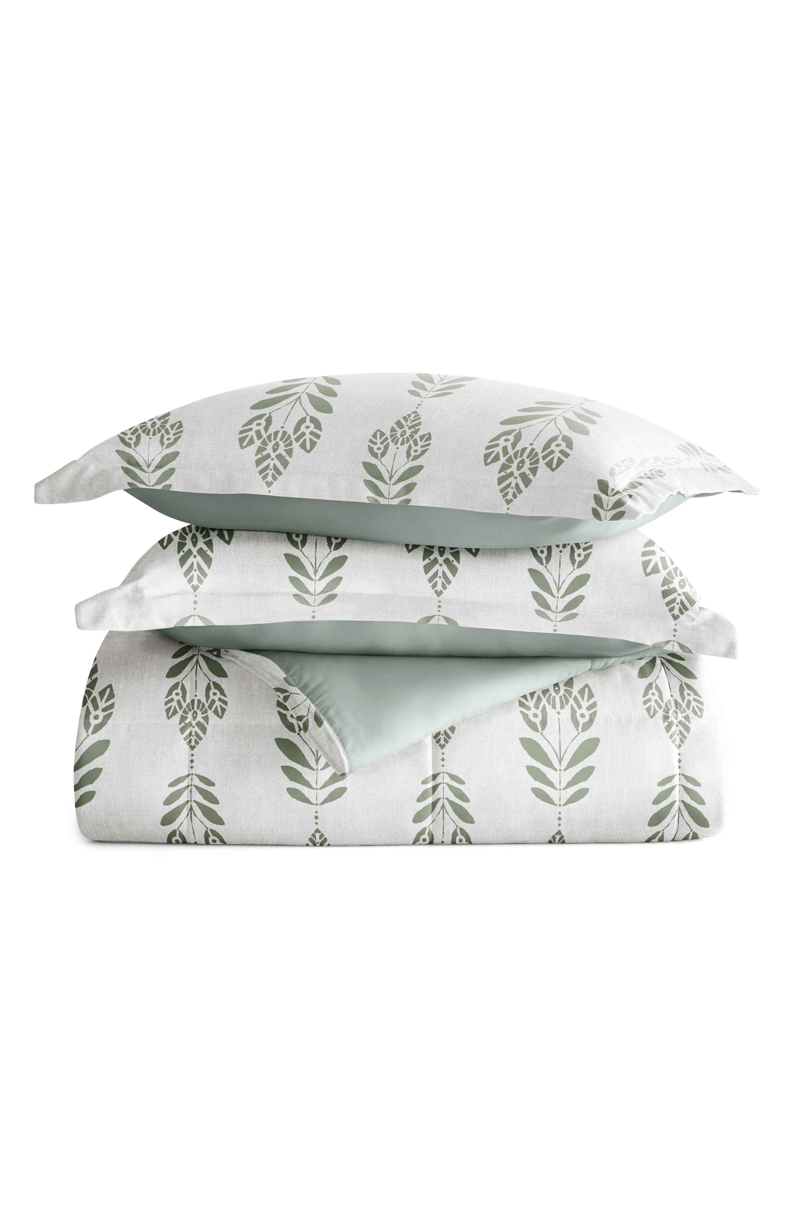 HOMESPUN Folk Leaves Reversible 3-Piece Comforter Set