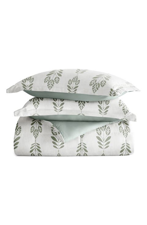 Folk Leaves Reversible 3-Piece Comforter Set