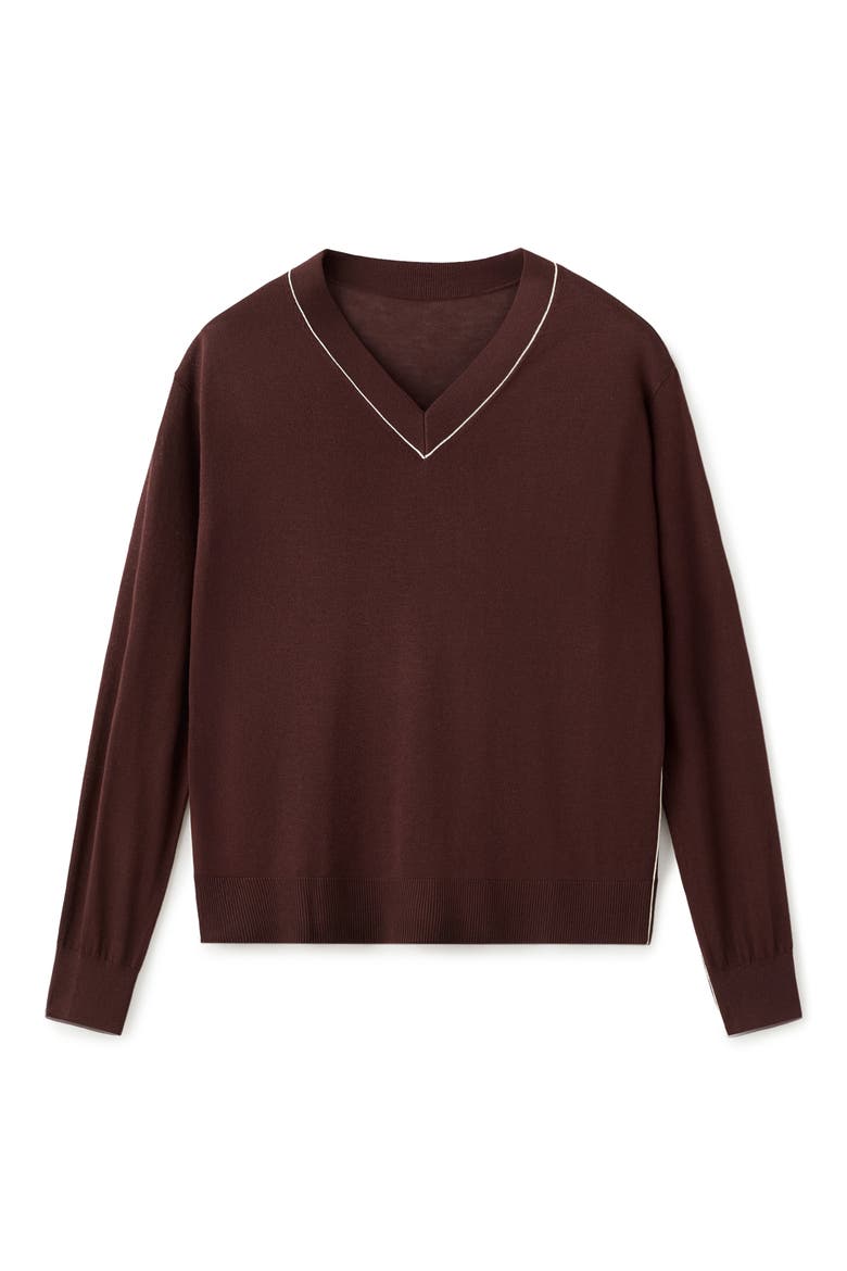 Bert Jersey V-Neck Sweater, Alternate, color, CHOCOLATE