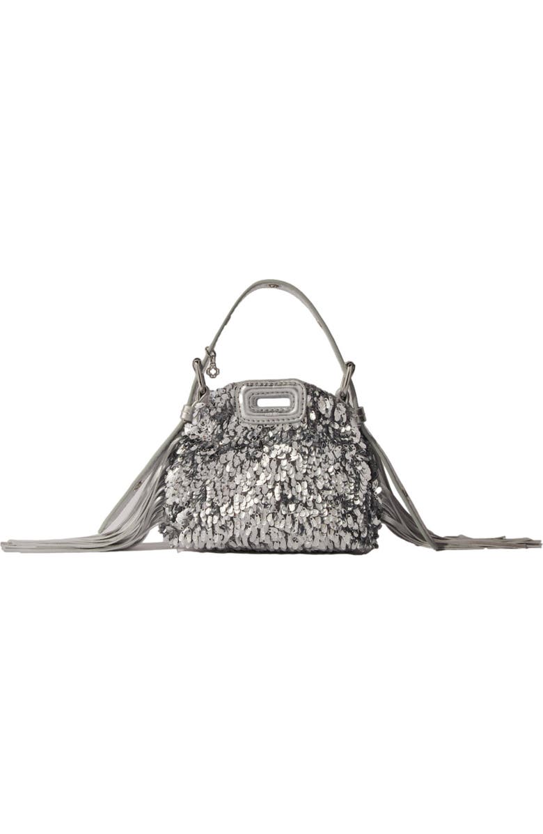 maje Miss M Nano bag with silver sequins, Main, color,