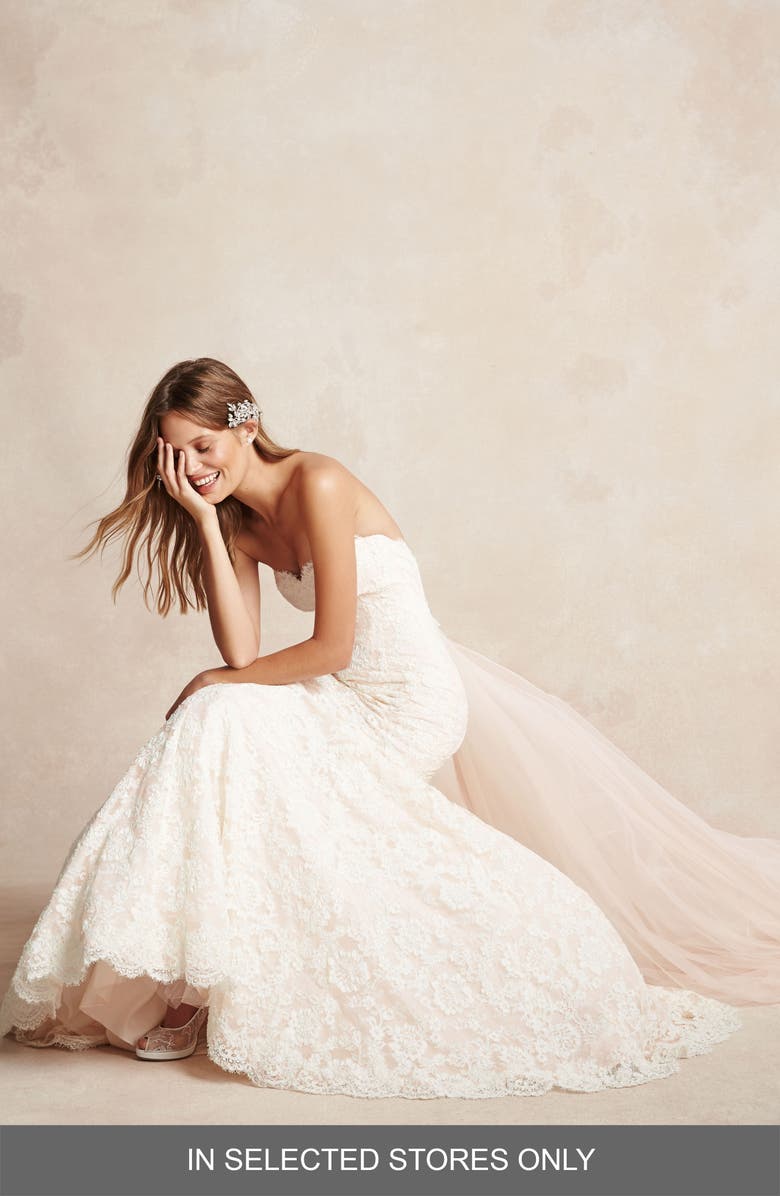 BLISS Monique Lhuillier Strapless Lace Trumpet Gown | Nordstrom
