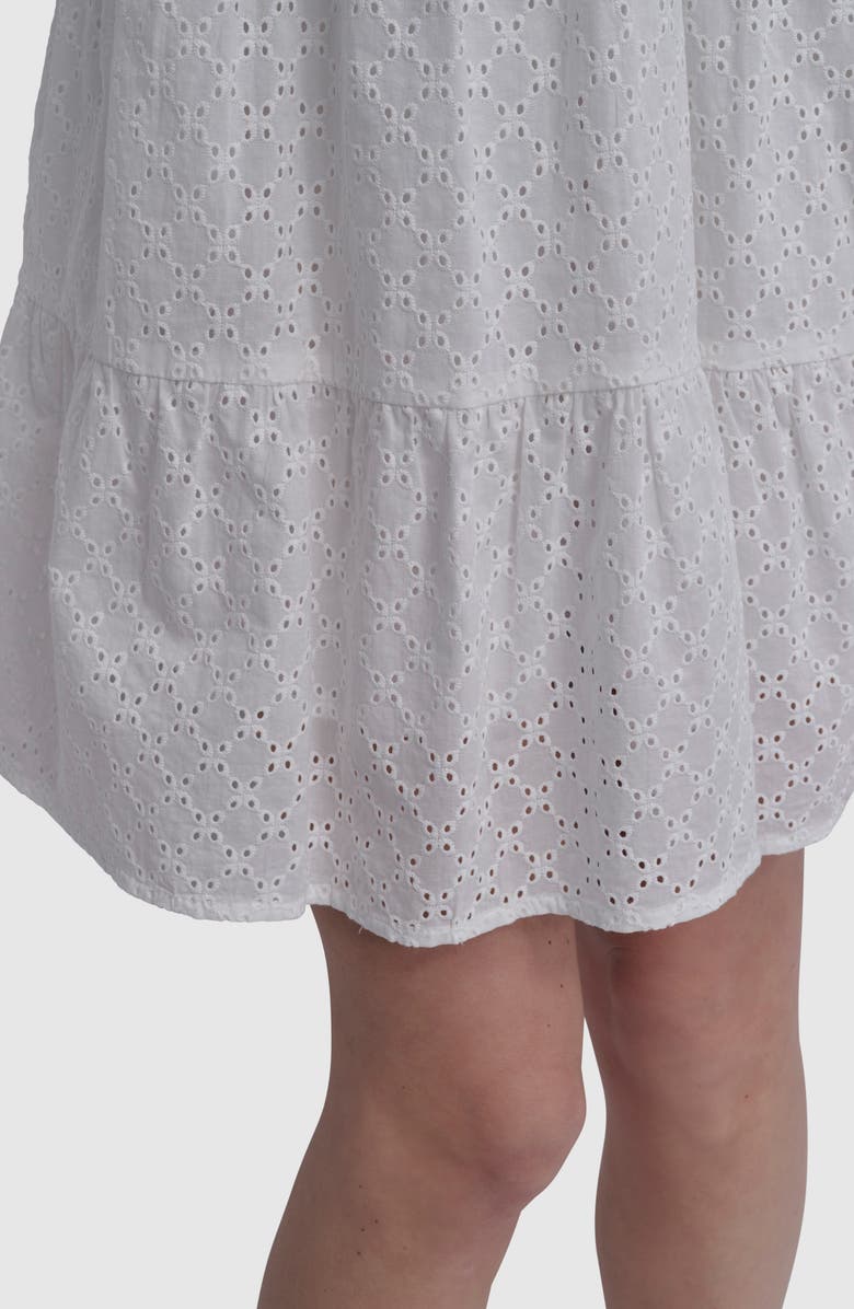DKNY Jeans Sleeveless Eyelet Dress, Alternate, color, Clover White