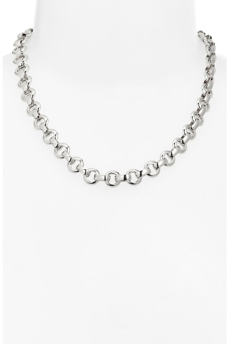 Flat Cable Chain Necklace, Alternate, color, SILVER