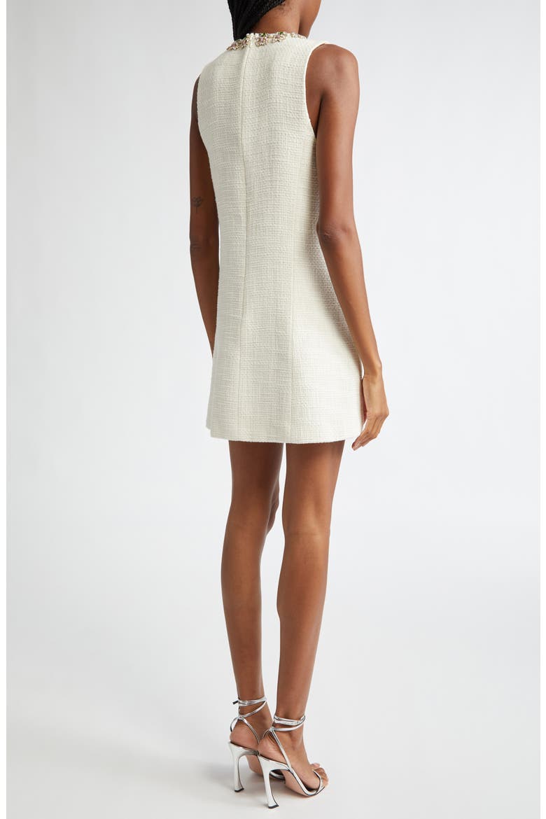 Franchelle Crystal Embellished Tweed Minidress, Alternate, color, GARDENIA