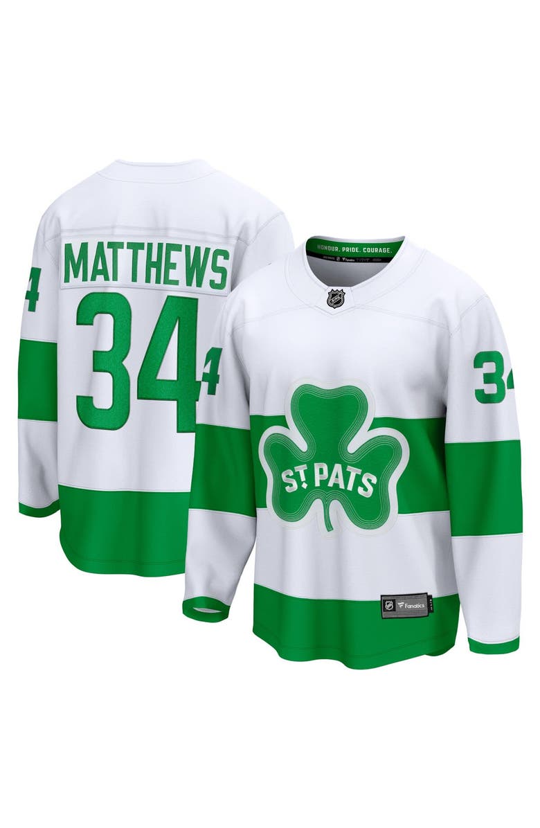FANATICS Men's Fanatics Branded Auston Matthews White Toronto Maple Leafs St. Patricks Alternate Premier Breakaway Player Jersey, Alternate, color,