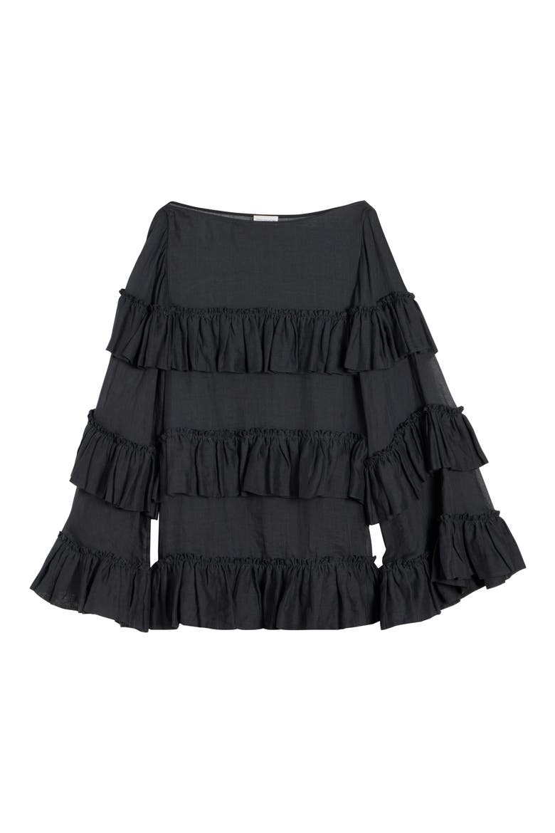 Carlice Ramie Mousseline Top, Alternate, color, BLACK