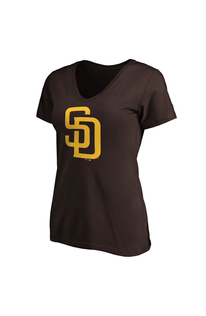 FANATICS Women's Fanatics Branded Brown San Diego Padres Core Official Logo V-Neck T-Shirt, Alternate, color, Brown