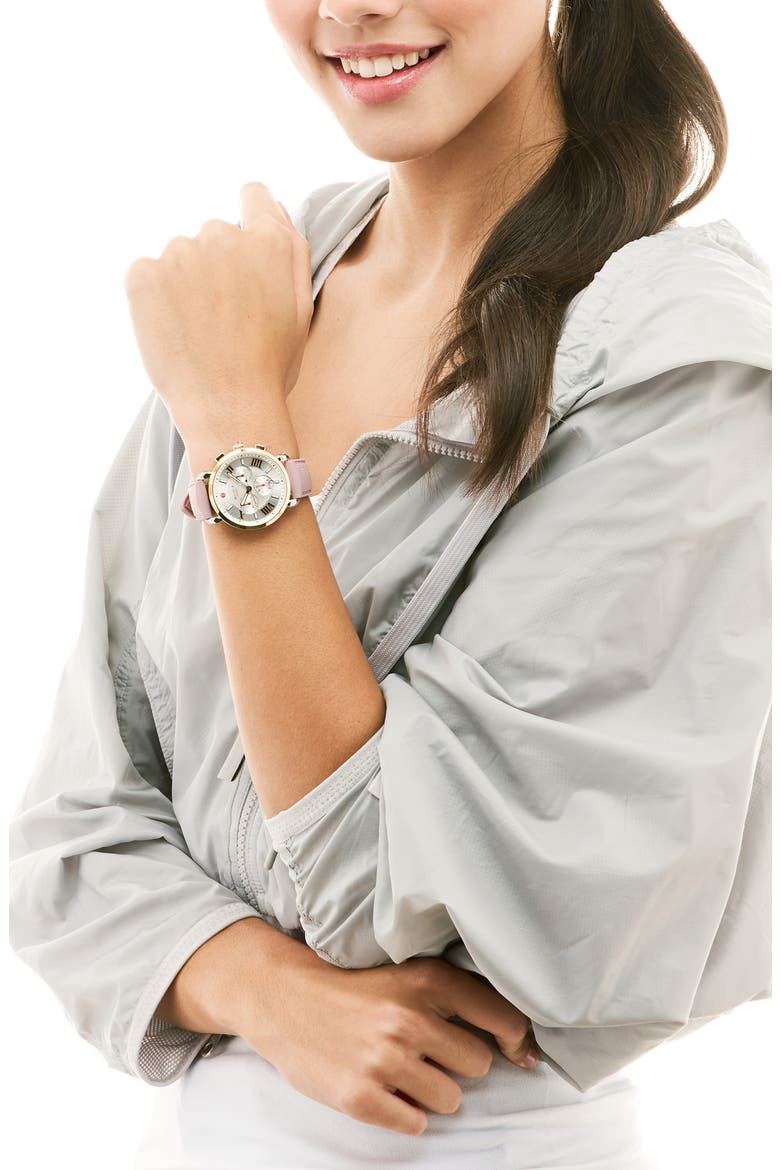 Sport Chronograph Watch Head with Silicone Strap, 38mm, Alternate, color, WHITE/SILVER WHITE SUNRAY