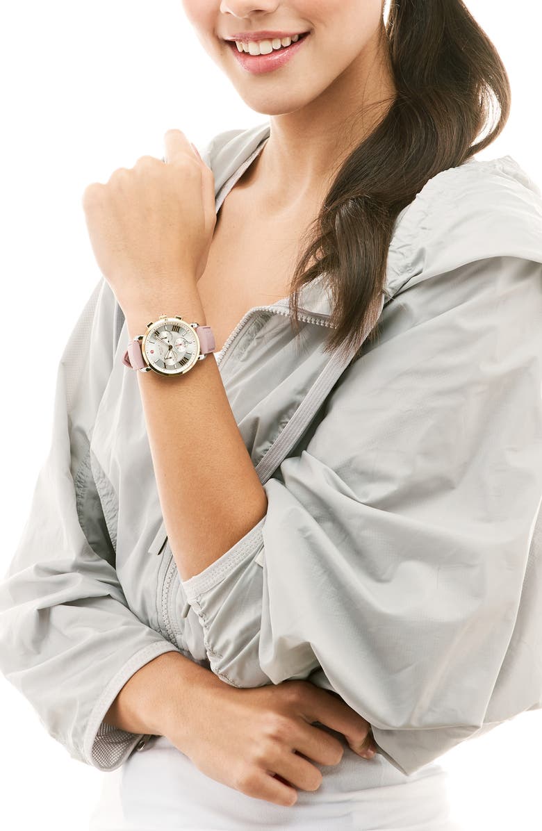 MICHELE Sport Chronograph Watch Head with Silicone Strap, 38mm, Alternate, color, 