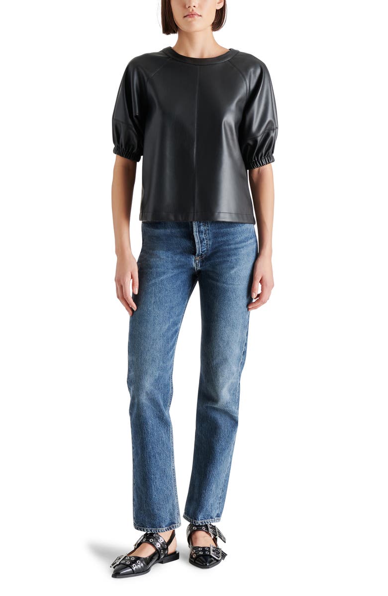 Steve Madden Reilly Faux Leather Top, Alternate, color,