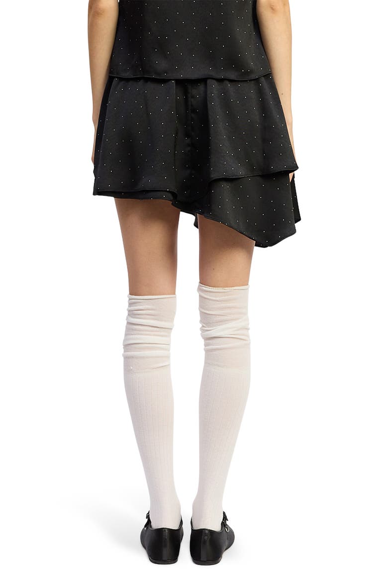 Tegan Dot Asymmetric Miniskirt, Alternate, color, BLACK IVORY