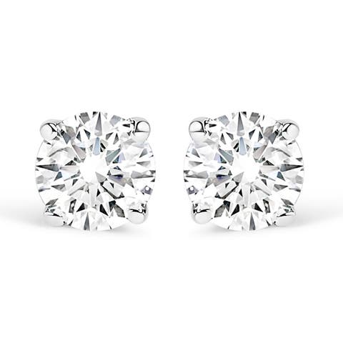 Silver Silver 3/8 Ct Round Lab Grown Diamond Solitaire Stud Earrings