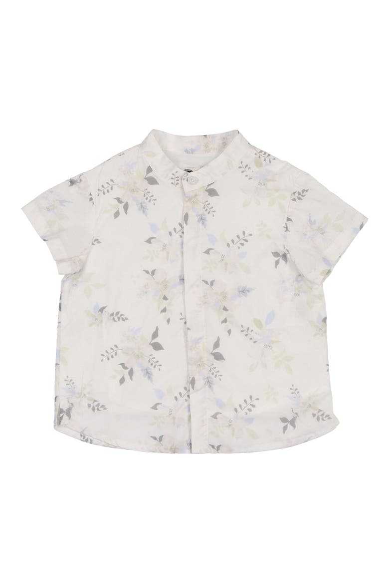 Kids' Pretty Poppies Short Sleeve Button-Up Shirt, Main, color, IVORY