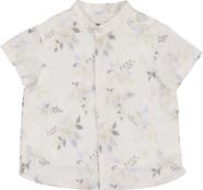 Manière Kids' Pretty Poppies Short Sleeve Button-Up Shirt