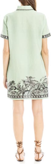 Border Short Sleeve Shirtdress