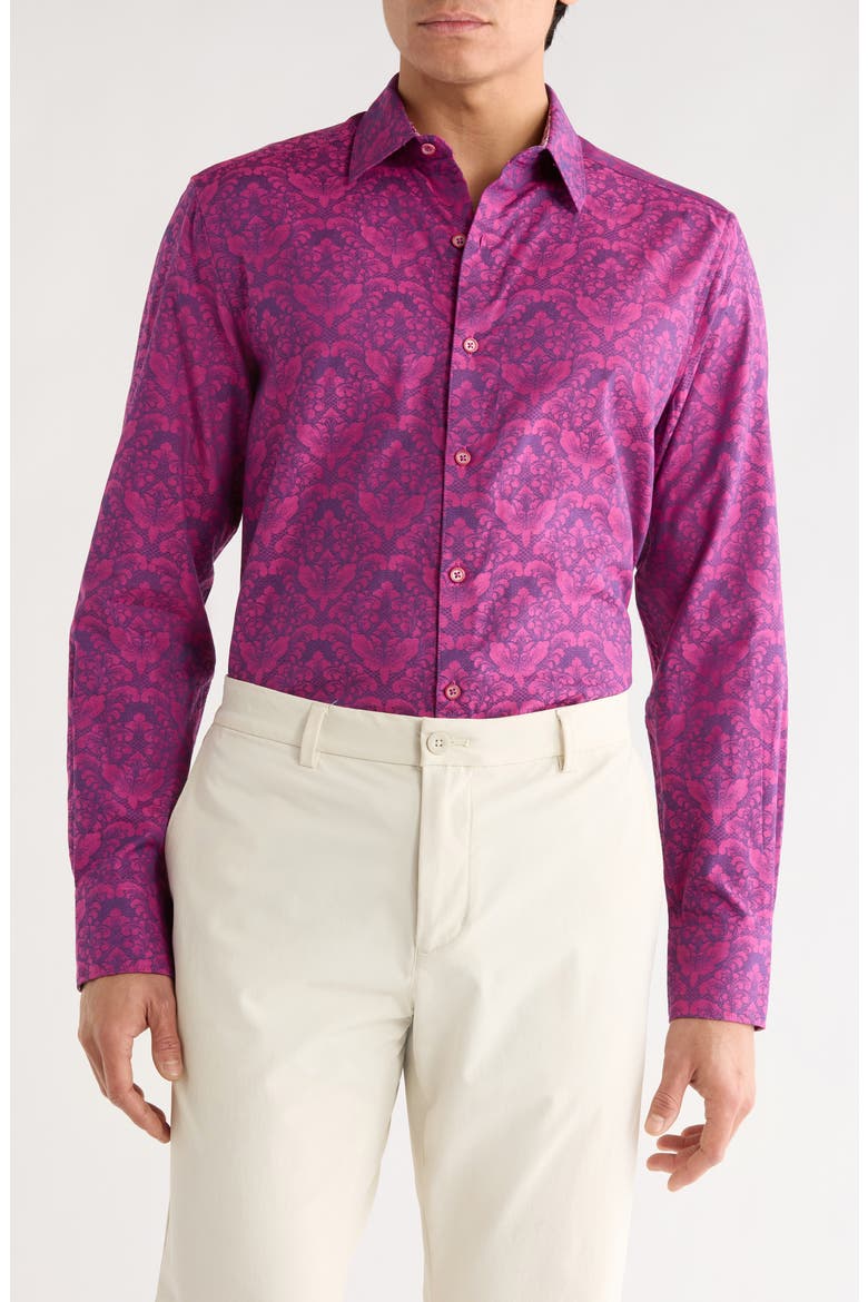 Bayview Cotton Button-Up Shirt, Main, color, FUSCHIA