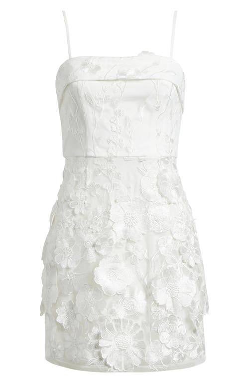 City Studio Floral Appliqué Minidress In Ivory