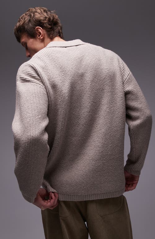 TOPMAN TOPMAN COMPACT KNIT POLO SWEATER