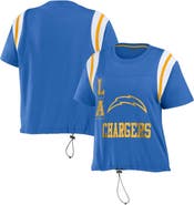 WEAR by Erin Andrews Women's WEAR by Erin Andrews Powder Blue Los Angeles Chargers Cinched Colorblock T-Shirt