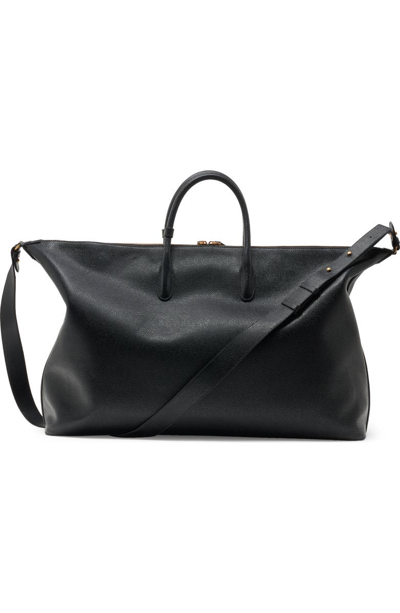 Thom Browne Leather Duffle Bag, Alternate, color, Black