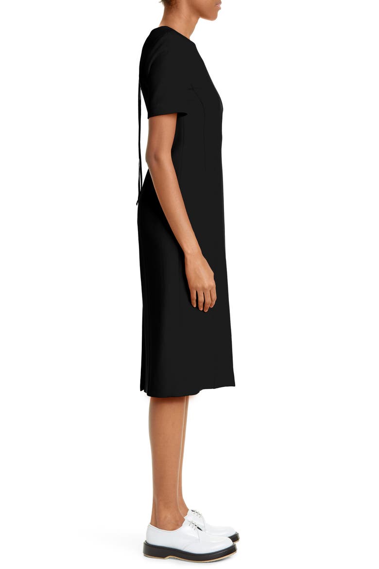 Short Sleeve Crepe Sheath Dress, Alternate, color, BLACK