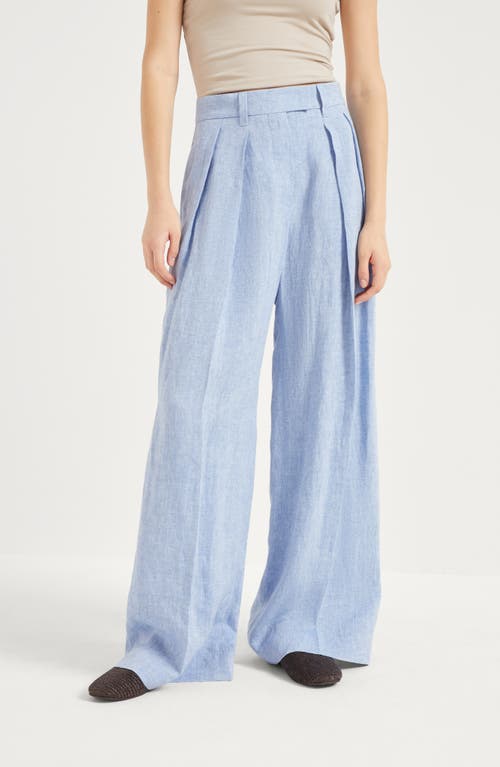Brunello Cucinelli Sartorial Wide Trousers In Azure